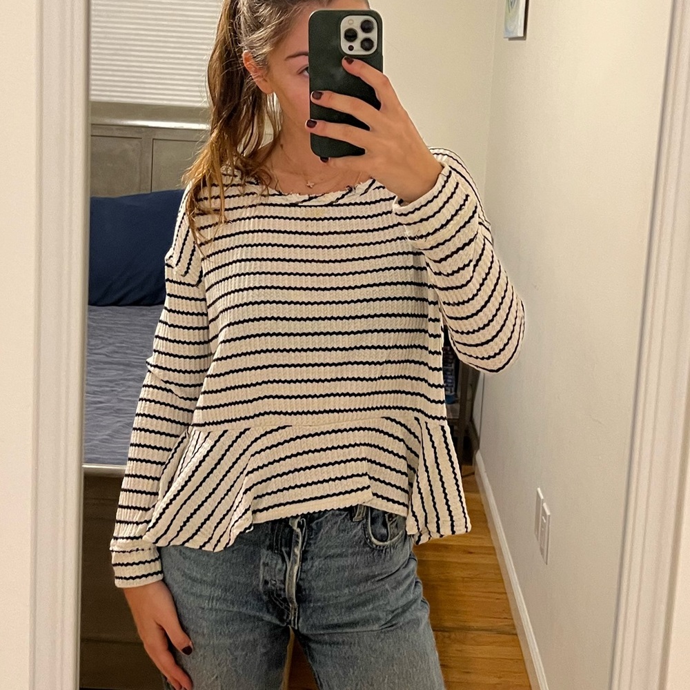 We the Free waffle peplum top- size xs